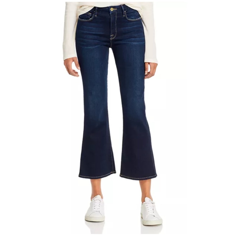 FRAME Le Crop Mini Boot Jean Cabana Dark Indigo Stretch Denim Women's 30 EUC
